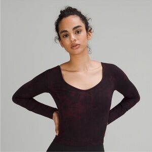Lululemon Align Diamond Dye Cassis Black Long Sleeve Crop Size 8